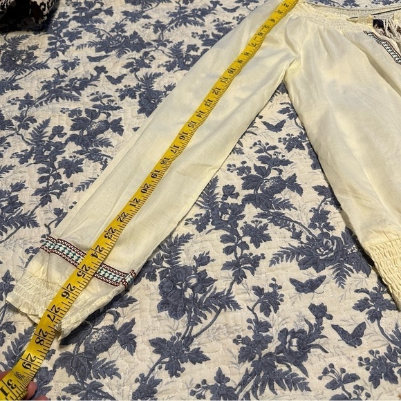 Miley Cyrus Sheer Blouse Elastic Neck Cuffs Waist Embroidered V-neck Tie Size L - Picture 14 of 14